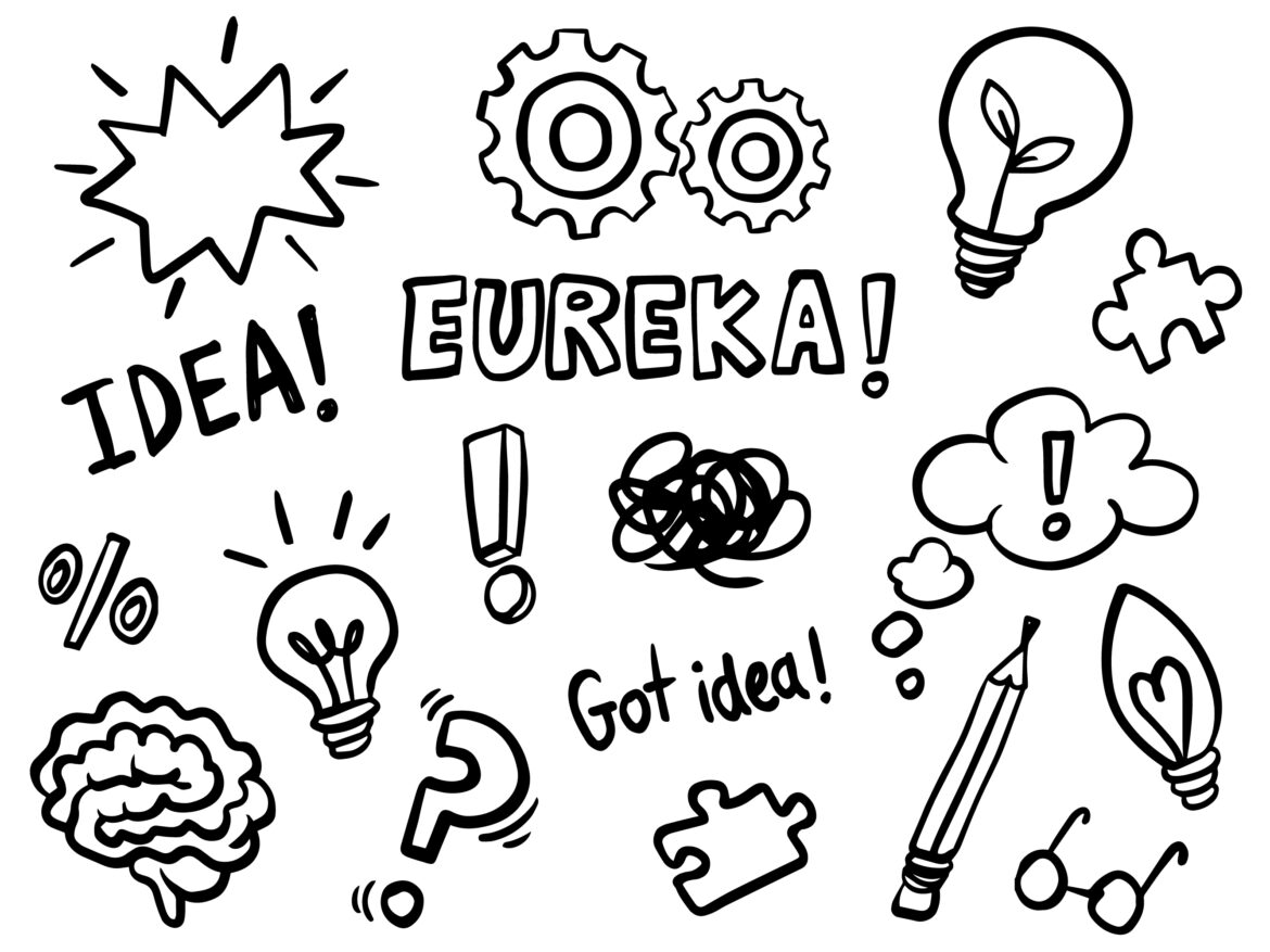 Collection of Hadrawn Doodles About Ideas, Thinking and Knowledge